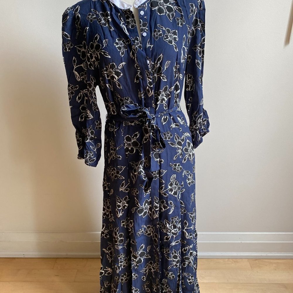 Judith & Charles Women belted floral print Dress BNWOT button down - Picture 2 of 9